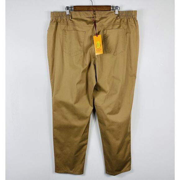 Ruby Rd. Plus Size 22 Straight Leg Pants Tan 5-Pocket Khaki Cotton Blend - Picture 2 of 3